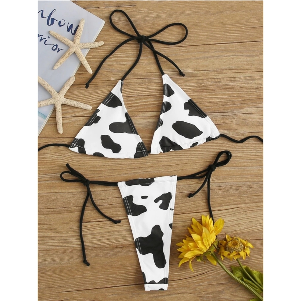 🔥🛸 Cow Print Thong Bikini Bathing Suit 🐄🔥
